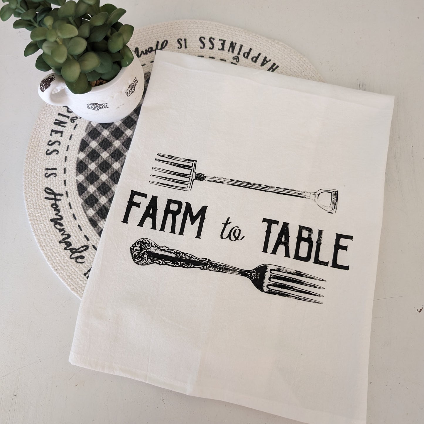 HANDCRAFTED "FARM TO TABLE" Flour Sack Tea Towel-Cotton & Blossom Collection