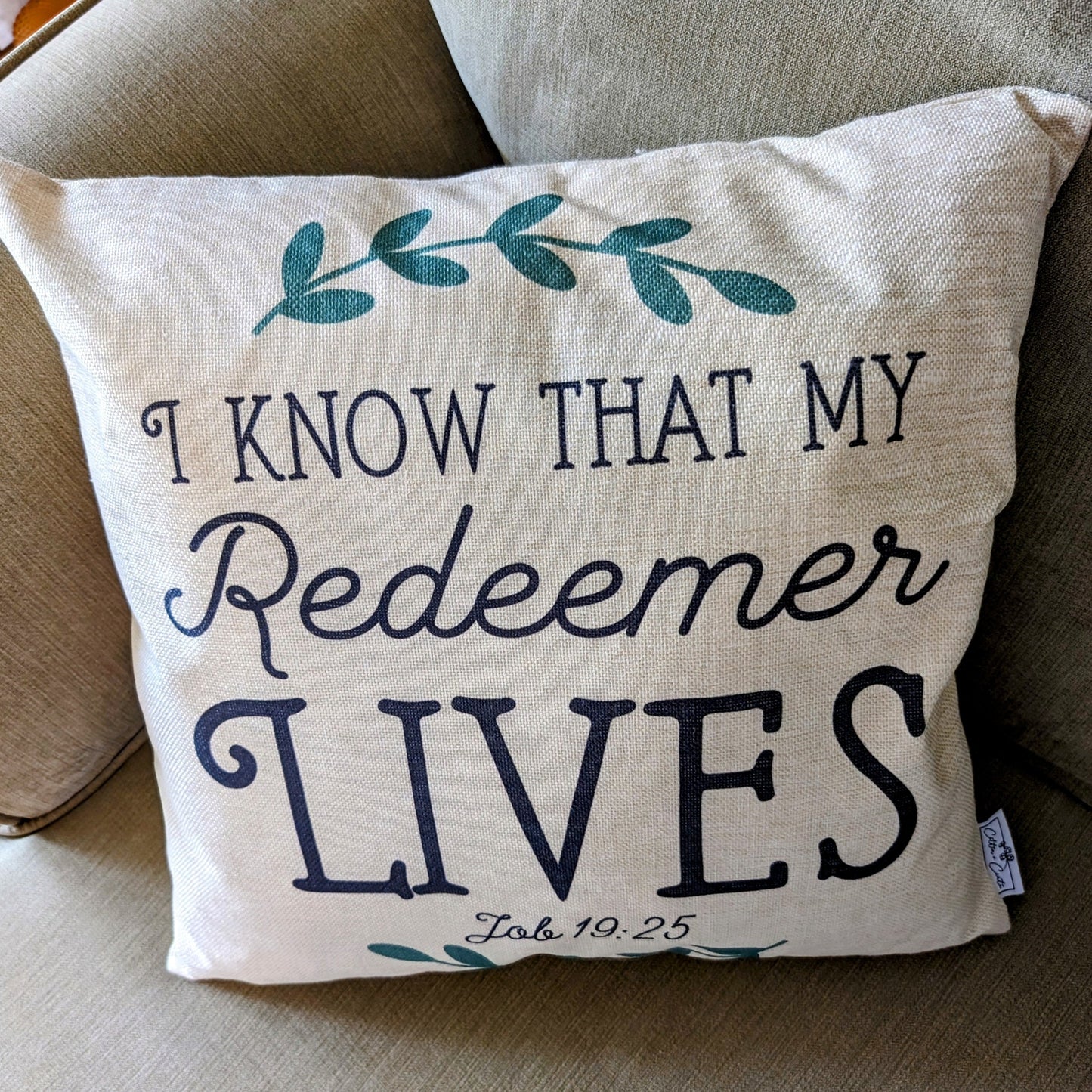 "MY REDEEMER LIVES" Decorative Pillow Cover-Cotton & Blossom Collection