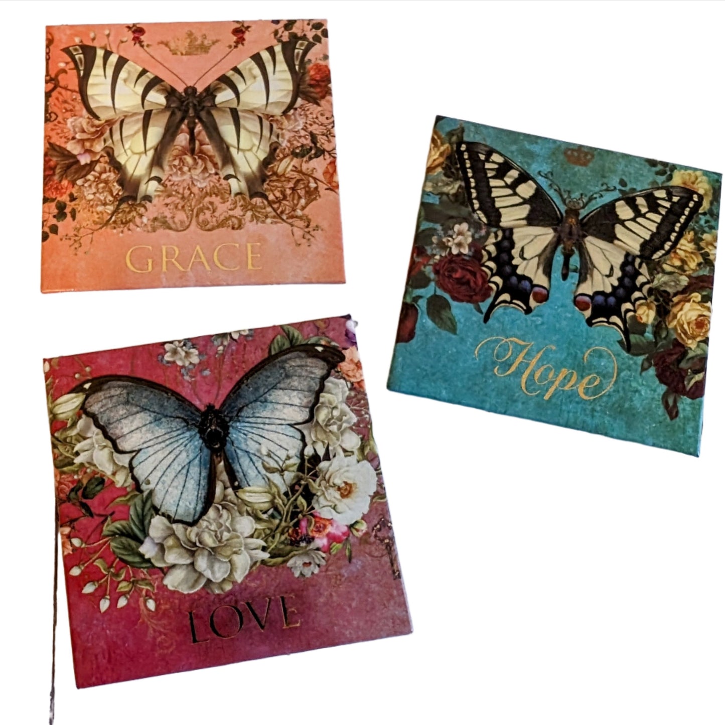 GRACE, LOVE, HOPE Butterfly Magnet Set