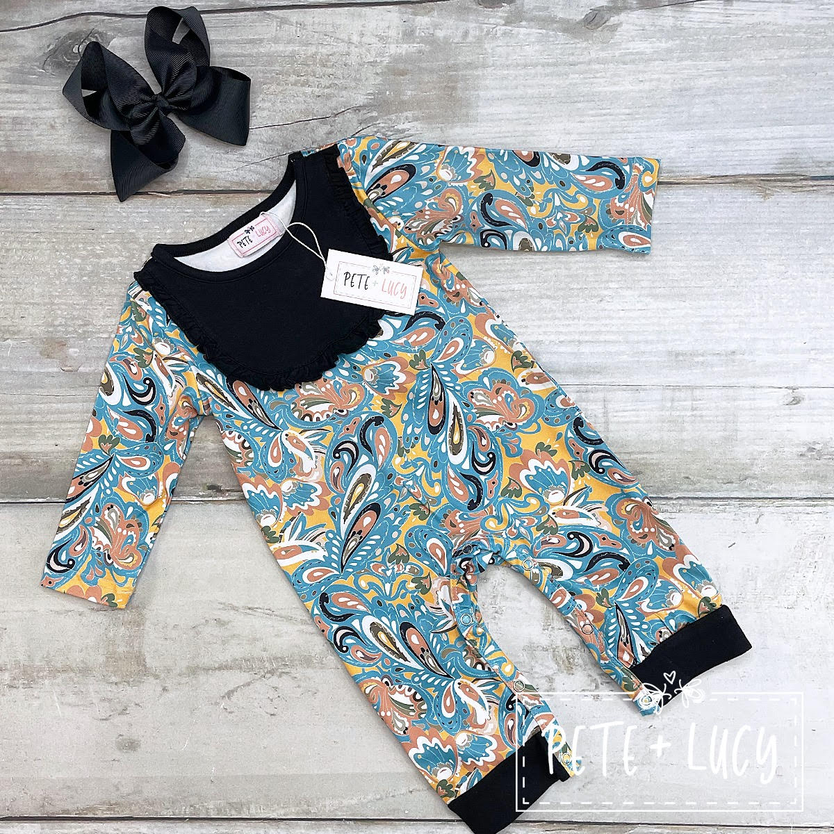 ELLIE'S CLOSET Paisley Swirl infant romper