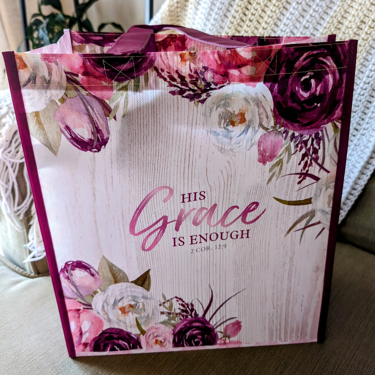 "HIS GRACE IS ENOUGH" Shopping Tote Bag