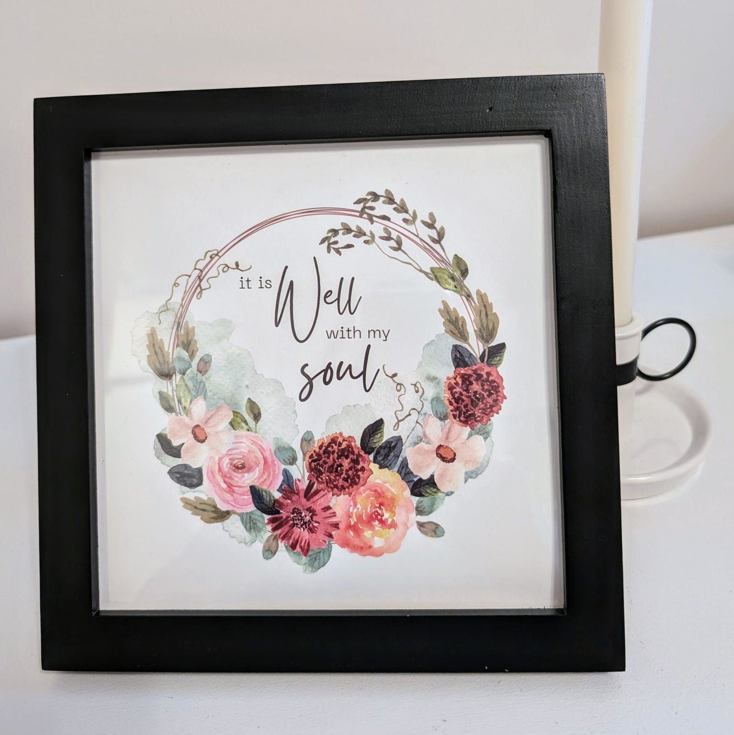 "ALL IS WELL WITH MY SOUL" Desktop or Wall Framed Decor- Cotton & Blossom Collection