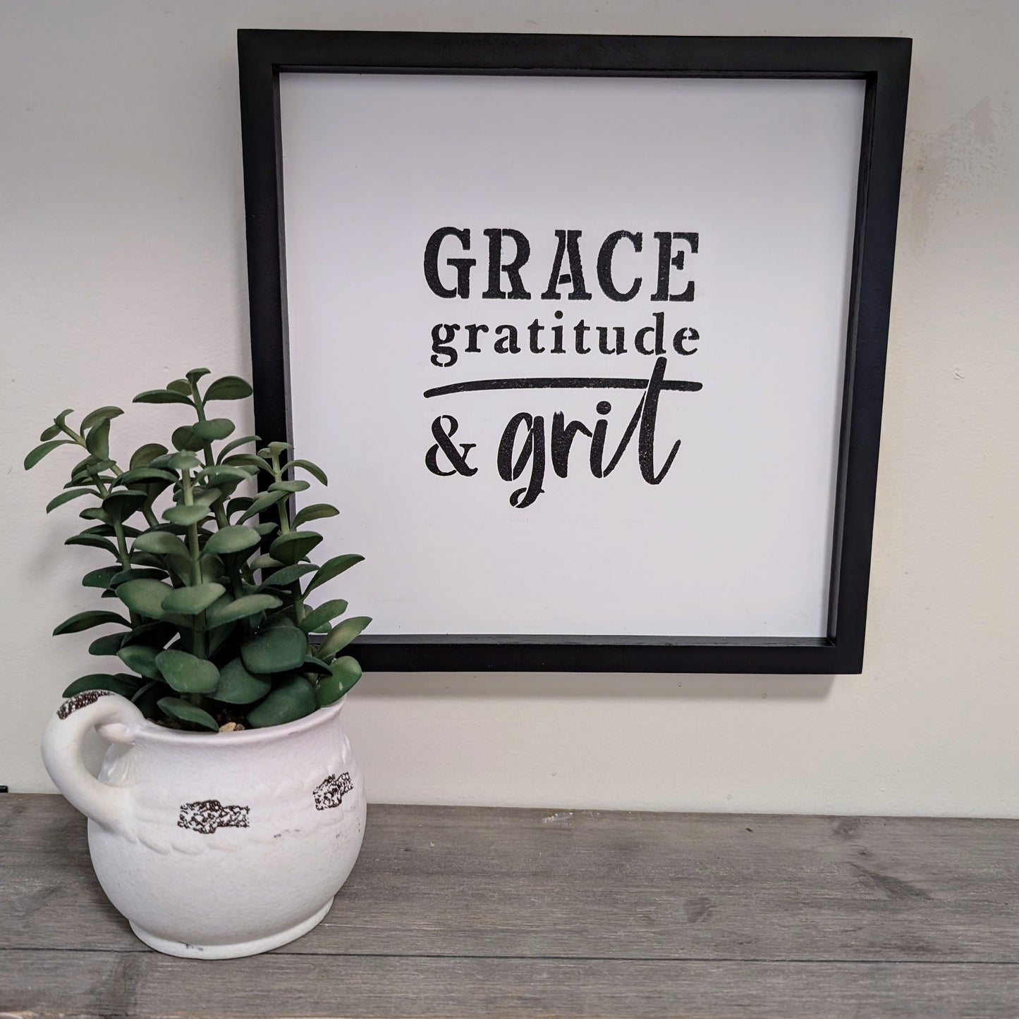 HANGING WOOD WALL DECOR Grace-Gratitude & Grit-Cotton & Blossom Collection